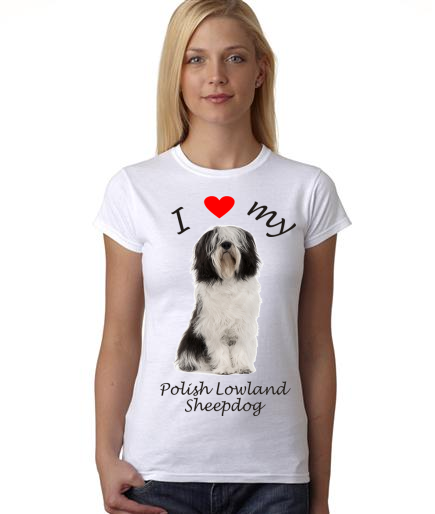 Dogs - I Heart My Polish Lowland Sheepdog on Womans Shirt